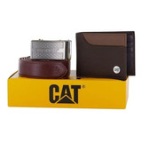 Cinturón Para Hombre Cat 3133828 De Sintético Marrón 3133828 Con Hebilla Color Plateado Talle Unitalla