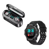 Combo Smartwatch Fd68 + Auriculares Inalámbricos F9 Touch 