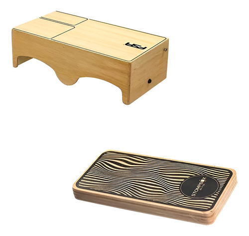 Kit Fsa Cajon De Colo Hibrido Natural + Stomp Box Zebra