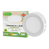 Paquete 5 Pz Lampara Sobreponer Led 9w Plafon Redonda 12cm Color Blanco