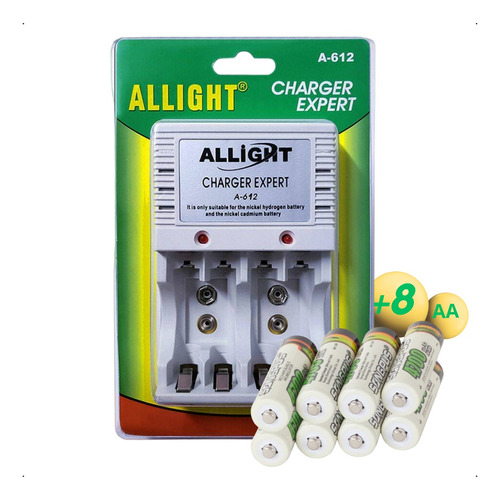 Kit 8 Pilhas Recarregáveis + Carregador Rápido Aa/aaa Bivolt