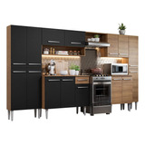 Armario De Cocina 325cm Emilly Joy Madesa Color Marrón/negro