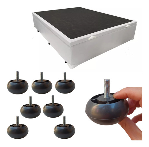 Kit Pés Para Cama Box Reforçado 3cm - 7pcs Pequeno Baixo