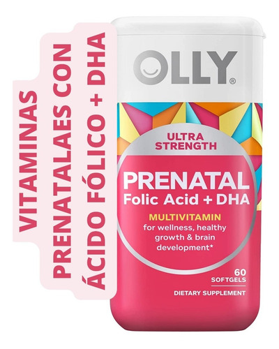 Olly Vitaminas Prenatal, Ácido Fólico + Dha 60 Softgels