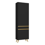 Paneleiro 2 Portas 62cm Veneza Multimóveis V3746 Cor Preto/dourado