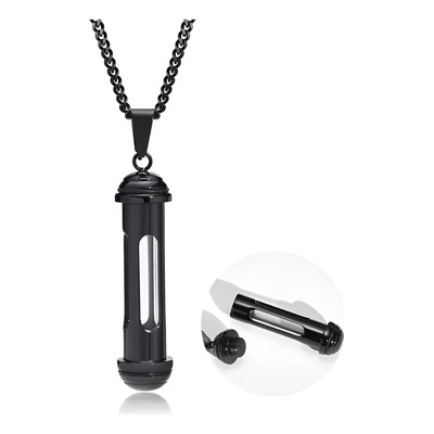 Collar Relicario Capsula Rosca Negro Acero Inoxidable Marca JULGA | Envío gratis