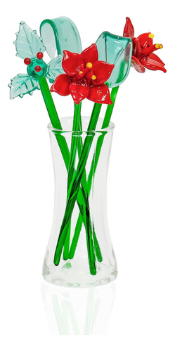 Red Co. Precioso Ramo De Flores De Vidrio Decorativo Con Jar