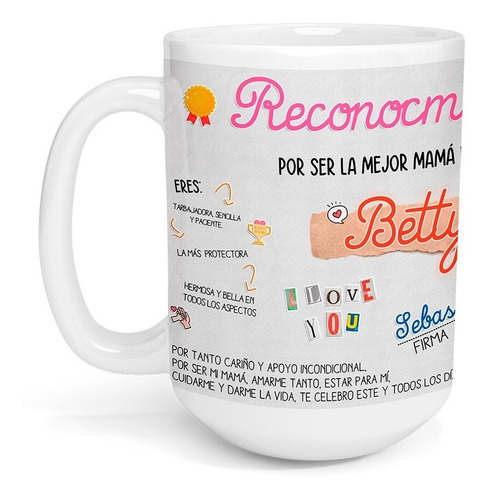 Taza Cerámica Gigante 425 Ml Mamá Regalo Día Madres Frase