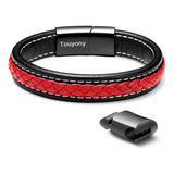 Touyony Pulsera De Cuero Rojo Para Hombre Pulsera De Cuero C