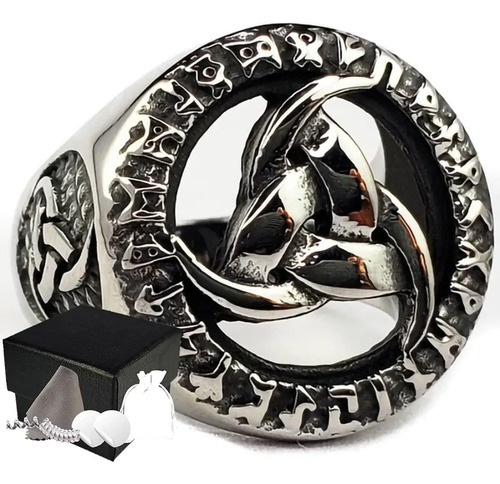 Combo Anillo Triqueta Vida Muerte Reencarnación Acero Inox G