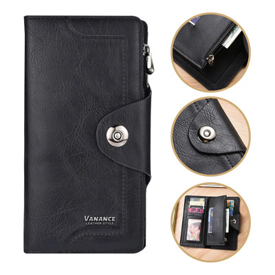 Vanance® Cartera Hombre Piel Monederos Para Botones Con Tarjetero Hombre Extra Capacidad Color Negro Carteras Caballero Originales | MercadoLibre