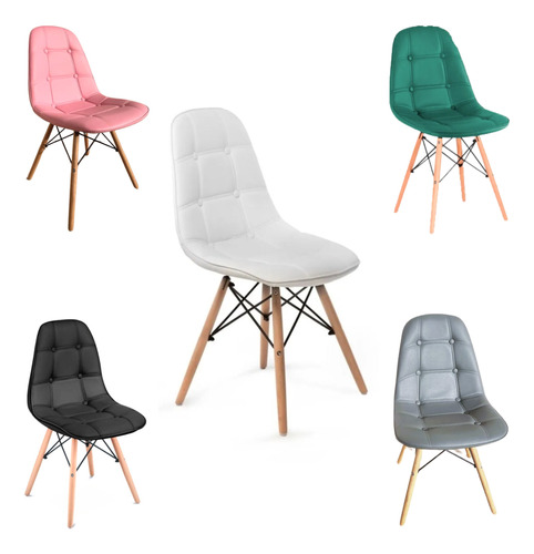 Silla Eames Acolchada Capitone Blanca