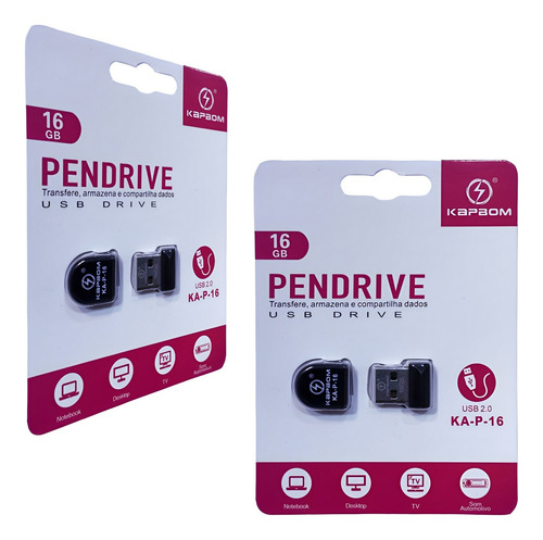 Pendrive Micro 16gb Nano Fit P/ Som Automotivo/pc/tv 