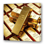 Cuadro 20x20cm Oro Gold Barra Lingotes Dinero Dorado P2