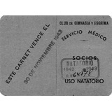Carnet Club Gimnasia Y Esgrima   -  Servicio Médico  -  1943