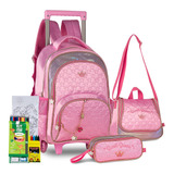 Kit Mochila Rodinha Sereia Coroa Sweet Queen Infantil Clio