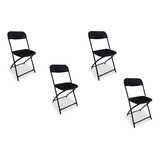 Pack 4 Sillas Plegables Plastico Negro Cal.18 Uso Rudo