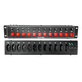 Mesa Controle Chaveadora 12 Tomadas 10a Bivolt Indicador Led Cor Preta 110v/220v