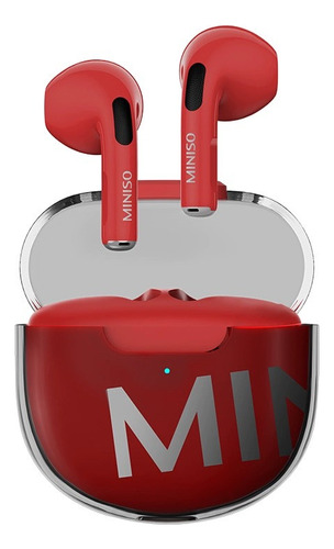 Auriculares Bluetooth De Oreja Inalámbrica Miniso M01 Color Rojo