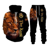 Sudadera Con Capucha Con Estampado De Leones De Animales En