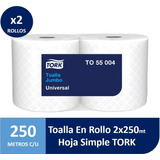 Toalla De Papel 2 Rollos × 250 Metros Tork To55004