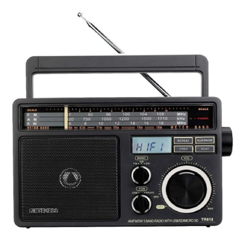 Radio Clasico Portatil Abuelo Sw Am/fm Usb Sd  Mp3 Lcd 