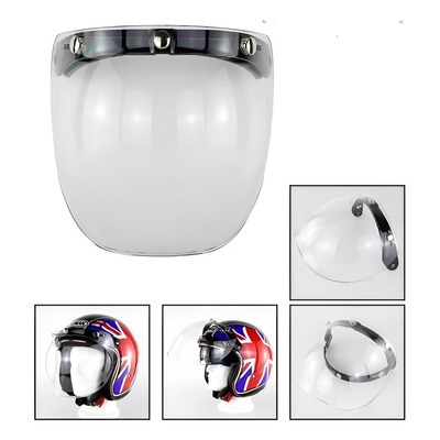 Mica Burbuja Con Sistema Abatible Casco 3/4 Motocicleta Lente Trasparente
