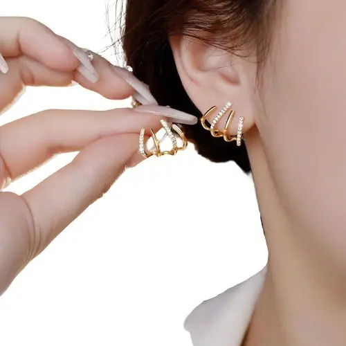 Aretes Arracadas Mini Huggie Dorado Hoops Earcuff Chapa | MercadoLibre