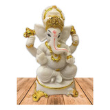 Dios Ganesh Blanca En Poliresina 7 Pulgadas Ji2119