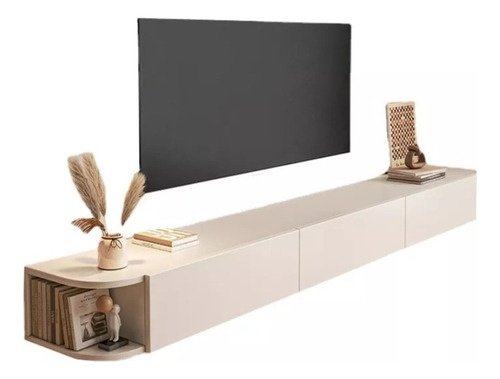 Mueble Tv Flotante Moderno 160 Cm Blanco Puerta