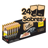 Pack X24 Sobres Alimento De Gatos Sheba Pavo Y Pollo 85g C/u