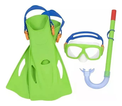 Set Natacion Niño Juvenil Snorkel Mascara Patas Rana Bestway