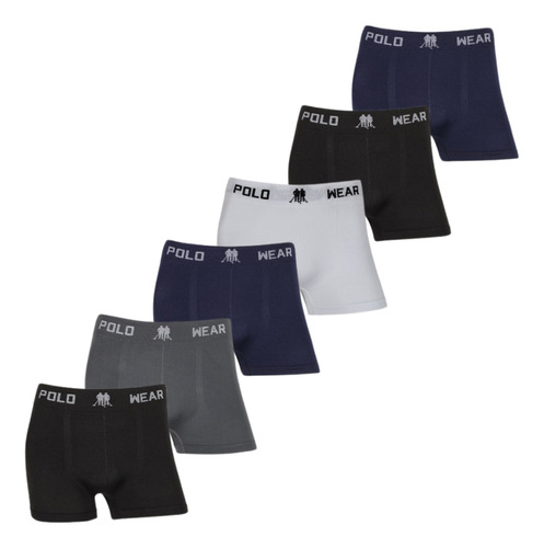 Kit 6 Cuecas Boxer Microfibra Sem Costura Masculina Polo W