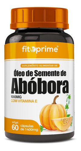 Suplemento Em Cápsulas De Óleo De Semente Abóbora 1000mg Com Vitamina E Fitoprime Pote 60 Cápsulas Softgel