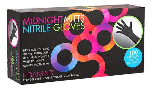 Caja Guantes Negro Framar Nitrillo M 100uds