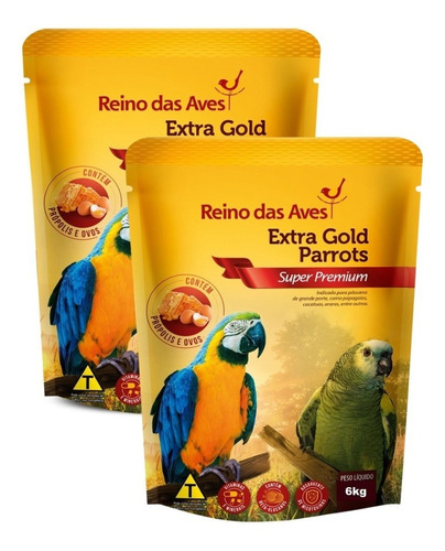 Ração Arara, Papagaio Parrots Extrusada Premium Kit 2 Sc 