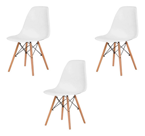 Silla Eames Moderna 3pz Minimalista Para Comedor Y Oficina