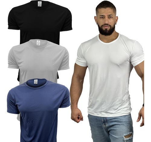 Kit 3 Camiseta Blusas Fitness Academia Dry Fit Termica Uv+50