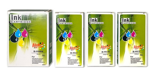 Pack 4 Cartuchos De Tinta 950xl 951xl Pro 8100 8600 Generico