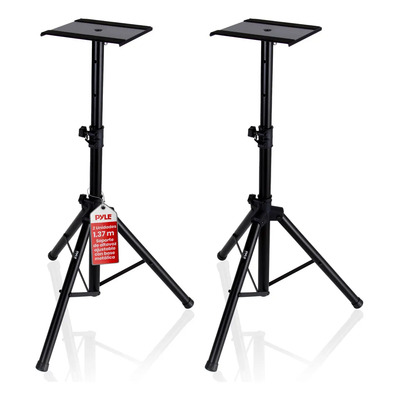 Par de Soportes para Altavoces Pyle, Base de Metal de Alta Resistencia con Trípode, Altura Ajustable de 86 cm a 134 cm, Capacidad de Carga de 40.8 kg, Ideal Altavoces Satelitales y de Estante | Meses sin interés