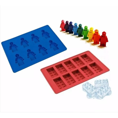 Kit Formas Lego Blocos E Boneco Gelo Chocolates Lego Molde