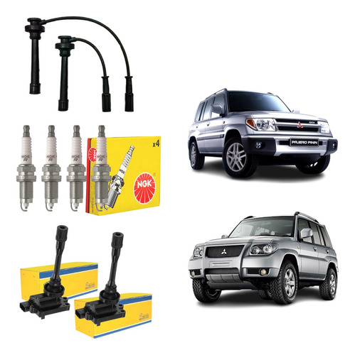 Kit 2 Bobina De Ignição + Cabo De Vela + 4 Velas Pajero Tr4 2.0 16v Gasolina 2002 2003 2004 2005 2006 2007 - Original