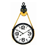 Reloj Decorativo De Pared Con Polea Y Cuerda Vintage Grande