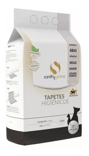 Tapetes Higiênicos Sanithy Prime 30un Super Premium 80x60cm