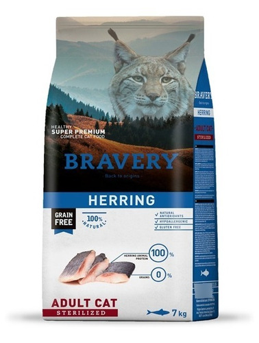 Bravery Adult Cat Sterilized Herring Arenque Gatos 7 Kg