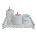 Kit Higiene Bebe Porcelana Bandeja Perola Potes  + Barato