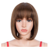 Spotlight Pelucas De Cabello Humano Corto Bob Con Flequillo