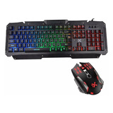 Combo Teclado + Mouse Gamer Luces Led Retroiluminado Calidad