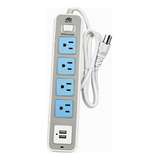 Barra Multicontacto Extensión Con 2 Puertos Usb 4 Enchufes