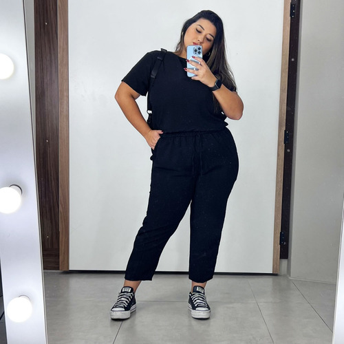 Conjunto Plus Size Blusa E Calça Bolso Confortavel Estiloso